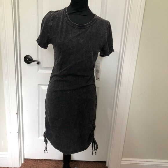 NWT Madden Girl Womens Juniors Cotton Side Tie‎ Mini Dress Size Large Black - Picture 1 of 9